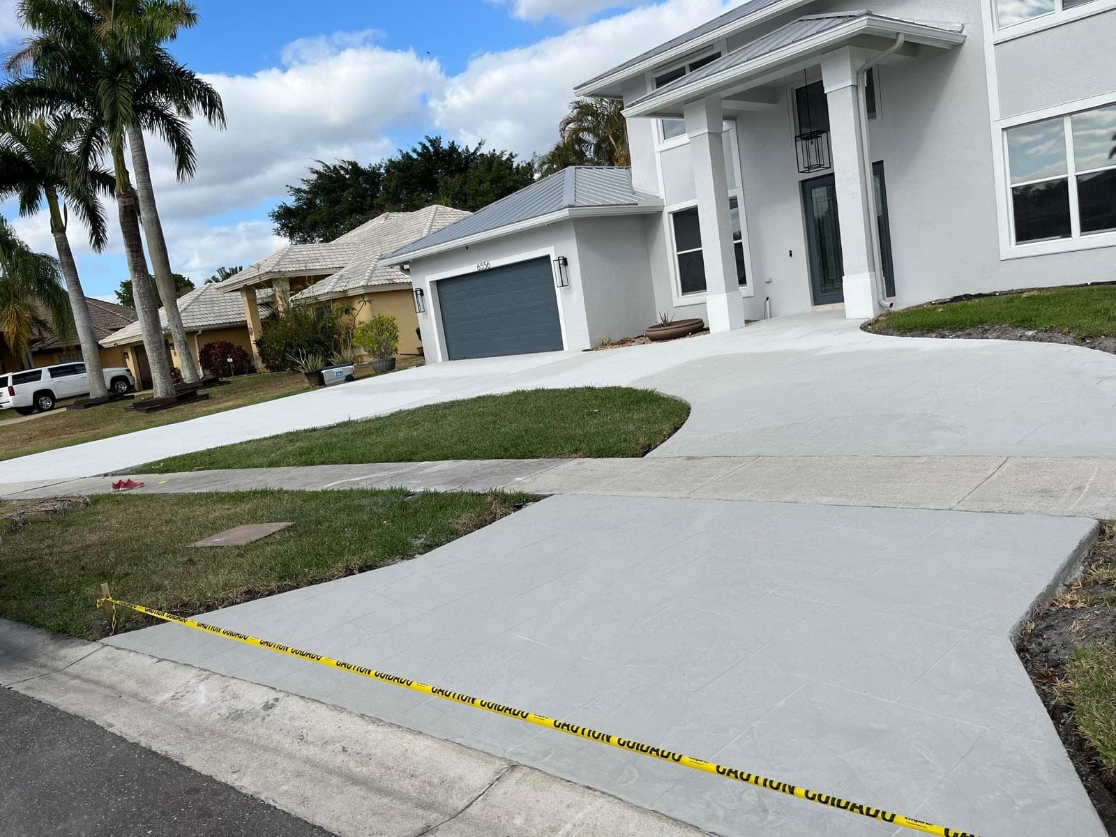Large modern slab driveway
