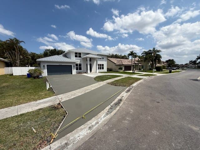 Level concrete driveway surface