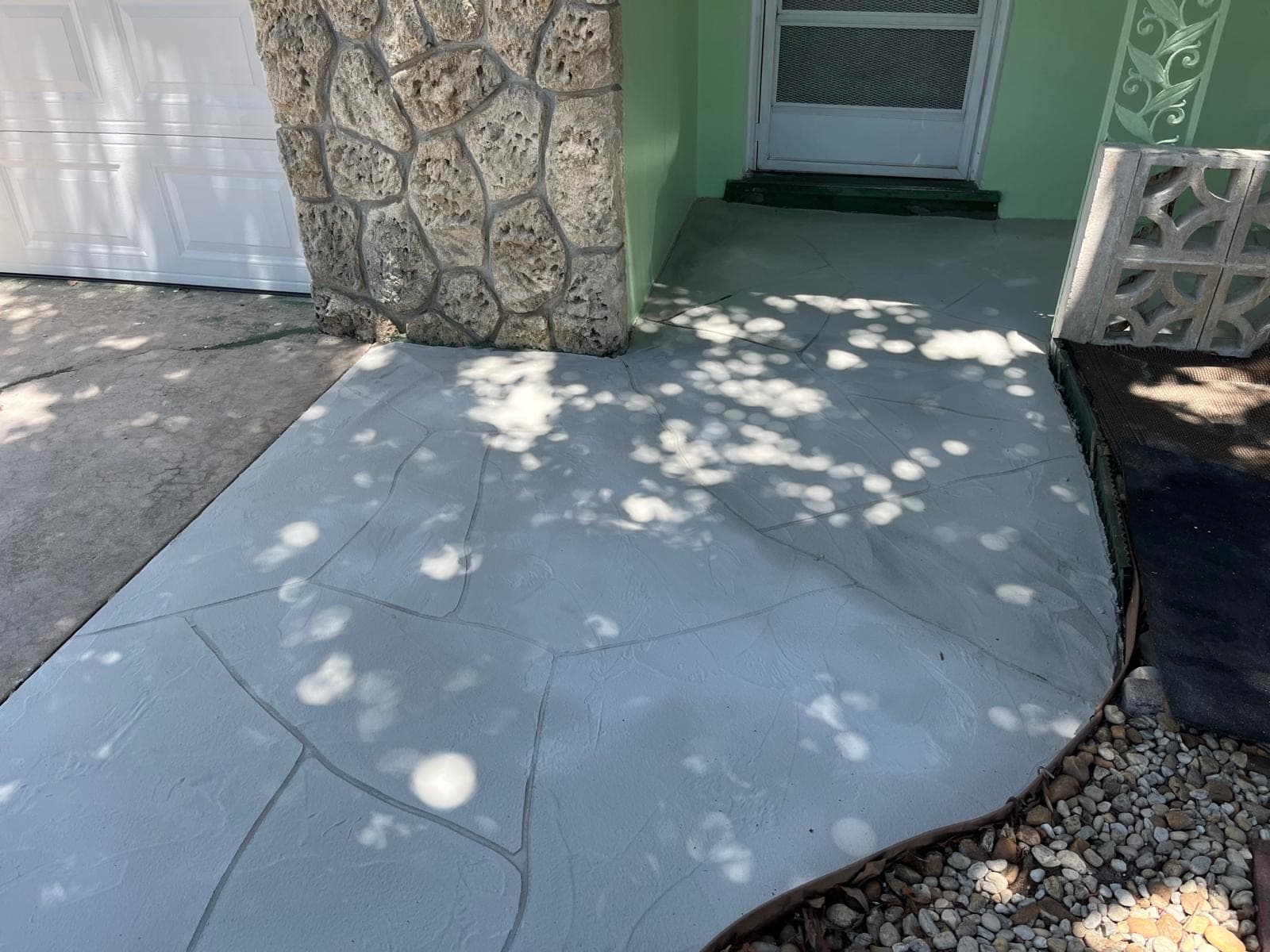 Decorative concrete overlay entry