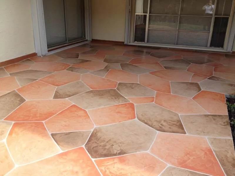 Decorative concrete patio installed by licensed contractor in Boca Raton, Florida