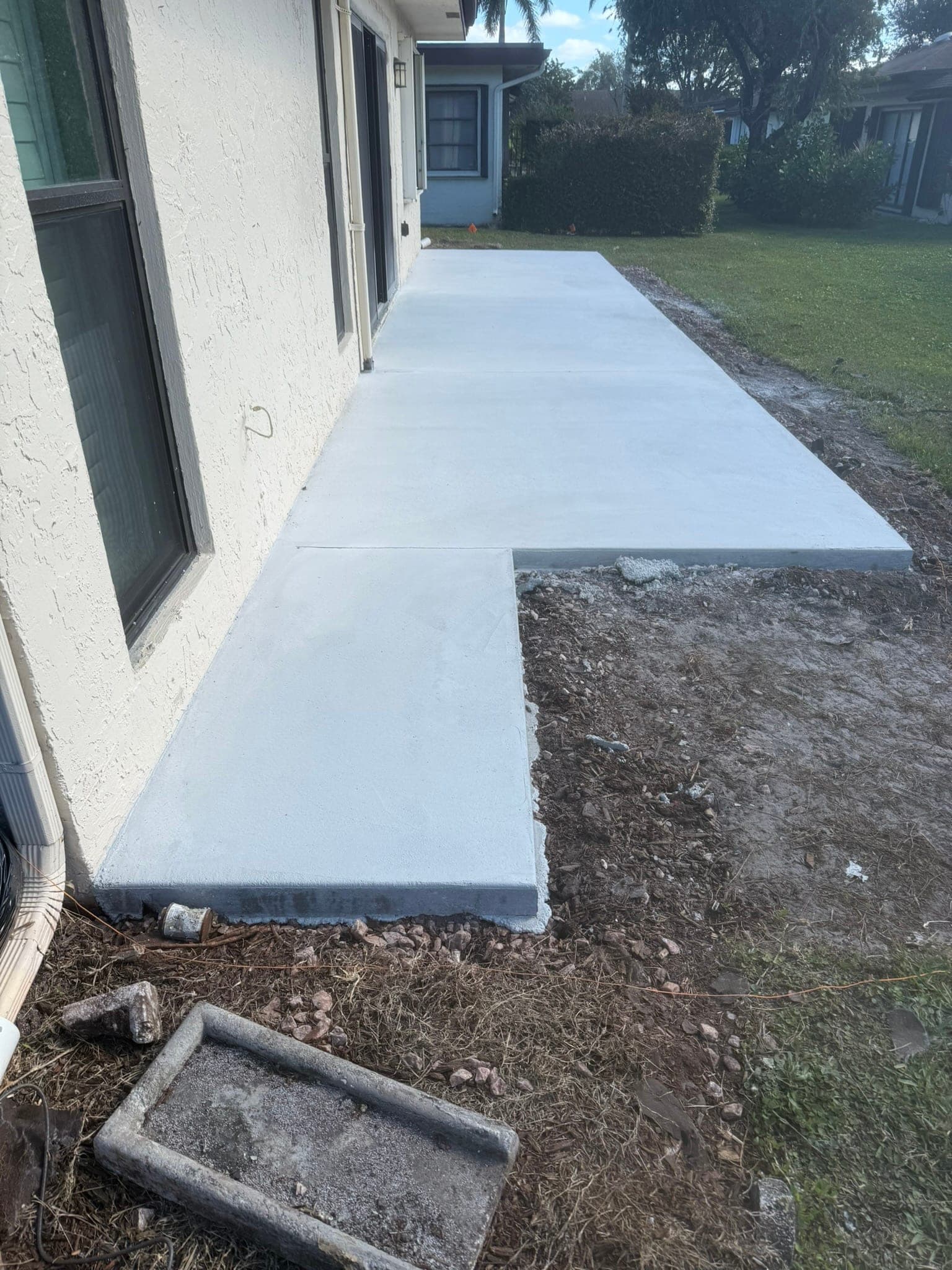Concrete patio slab pour