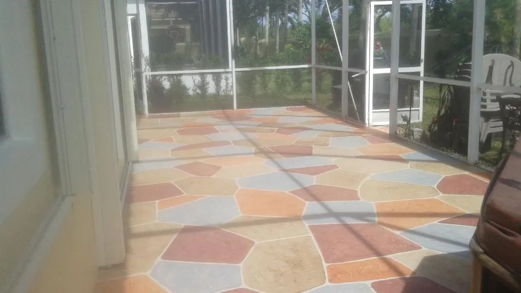 Stamped concrete with brick pattern approved by Palm Beach County HOA community